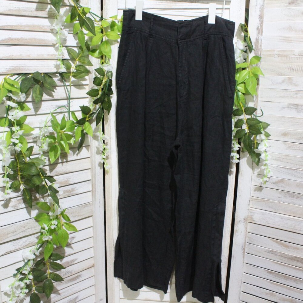 JOIE high waist wide Leg Black Linen Pants